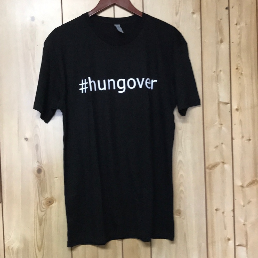 LAST CALL Funny unisex boutique #hungover t-shirt NEW black NOVELTY Men's Large